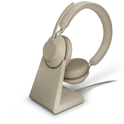 Jabra Evolve2 65, Link380c MS Stereo Stand Beige [26599-999-888] - Беспроводная стерео гарнитура, MS, USB-C+зарядная подставка