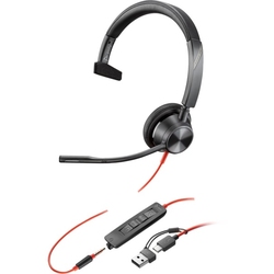 Poly Blackwire 3315 Monaural USB-C Headset +3.5mm Plug +USB-C/A Adapter [8X217AA] - Гарнитура